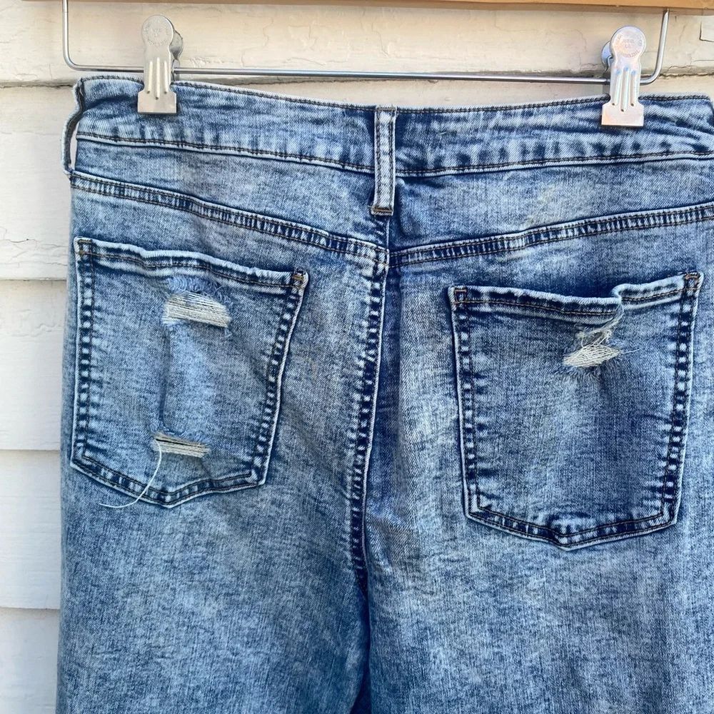 SO Blue Skinny Distressed Jeans Stretchy Denim Pants - Picture 8 of 9